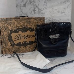 Vintage Brighton Black Bucket Crossbody bag